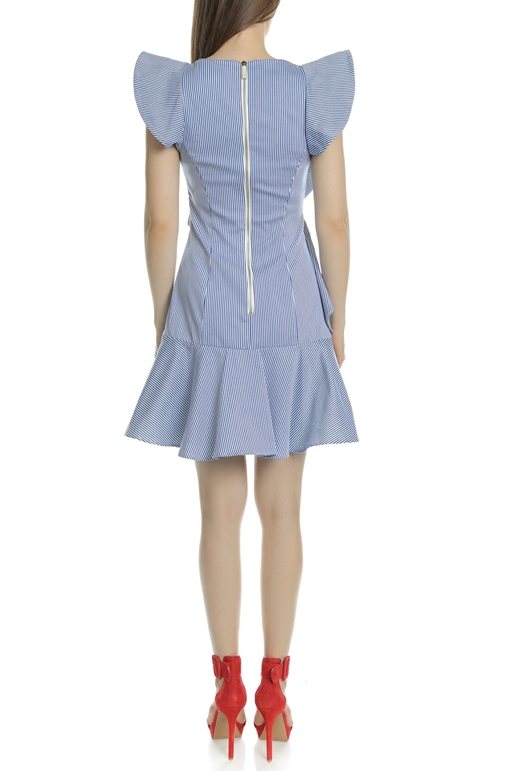 TED BAKER-Γυναικείο mini φόρεμα TED BAKER NEMERA γαλάζιο λευκό